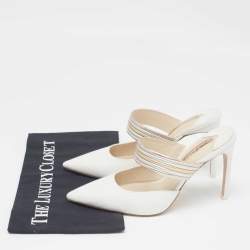 Sophia Webster White/Metallic Leather Joy Mules Size 38.5