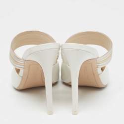 Sophia Webster White/Metallic Leather Joy Mules Size 38.5