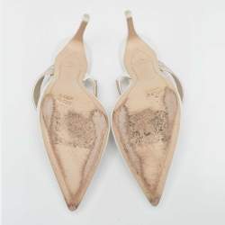 Sophia Webster White/Metallic Leather Joy Mules Size 38.5