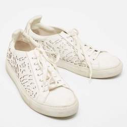 Sophia Webster White Leather Lace Up Sneakers Size 39