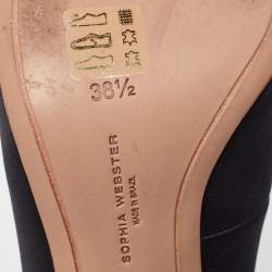 Pre Owned Sophia Webster Black Satin Crystal Embellished Heel Coco Pumps Size 38.5