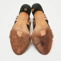 Sophia Webster Dark Green/Rose Gold Suede and Leather Laser Cut Parisa Sandals Size 38