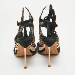 Sophia Webster Dark Green/Rose Gold Suede and Leather Laser Cut Parisa Sandals Size 38