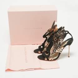 Sophia Webster Dark Green/Rose Gold Suede and Leather Laser Cut Parisa Sandals Size 38
