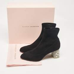 Pre Owned Sophia Webster Black Suede Felicity Mid Ankle Boots Size 38