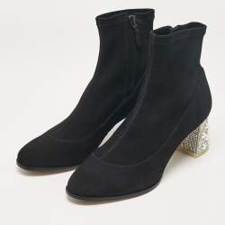 Pre Owned Sophia Webster Black Suede Felicity Mid Ankle Boots Size 38