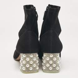 Pre Owned Sophia Webster Black Suede Felicity Mid Ankle Boots Size 38