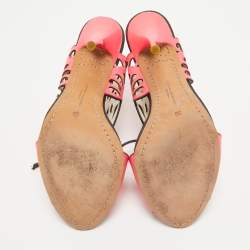 Pre Owned Sophia Webster Pink Leather Laser Cut Lace Up Sandals Size 39
