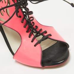 Pre Owned Sophia Webster Pink Leather Laser Cut Lace Up Sandals Size 39