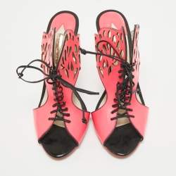 Pre Owned Sophia Webster Pink Leather Laser Cut Lace Up Sandals Size 39