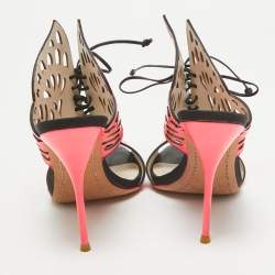 Pre Owned Sophia Webster Pink Leather Laser Cut Lace Up Sandals Size 39