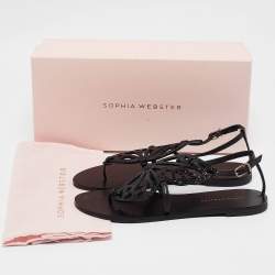 Pre Owned Sophia Webster Black Leather Seraphina Flat Sandals Size 37
