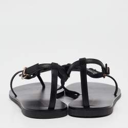 Pre Owned Sophia Webster Black Leather Seraphina Flat Sandals Size 37