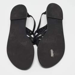 Pre Owned Sophia Webster Black Leather Seraphina Flat Sandals Size 37