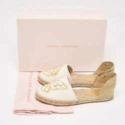 Sophia Webster Cream Canvas Espadrille Flats Size 37