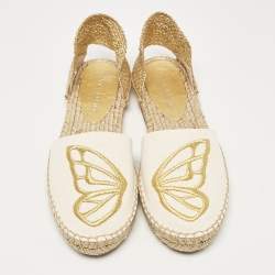 Sophia Webster Cream Canvas Espadrille Flats Size 37