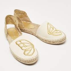 Sophia Webster Cream Canvas Espadrille Flats Size 37