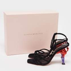 Sophia Webster Black Suede Flo Flamingo Sandals Size 39