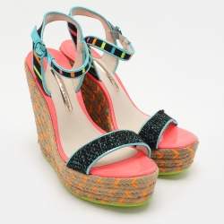 Sophia Webster Multicolor Fabric and Leather Lucita Espadrille Sandals Size 40
