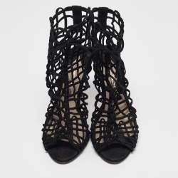 Sophia Webster Black Suede Delphine Lace Up Sandals Size 39