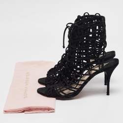 Sophia Webster Black Suede Delphine Lace Up Sandals Size 39