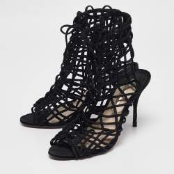 Sophia Webster Black Suede Delphine Lace Up Sandals Size 39