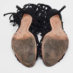 Sophia Webster Black Suede Delphine Lace Up Sandals Size 39