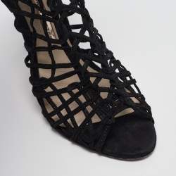 Sophia Webster Black Suede Delphine Lace Up Sandals Size 39