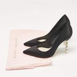 Pre Owned Sophia Webster Black Satin Coco Crystal Pumps Size 38.5