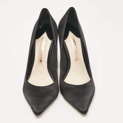 Pre Owned Sophia Webster Black Satin Coco Crystal Pumps Size 38.5
