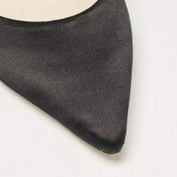 Pre Owned Sophia Webster Black Satin Coco Crystal Pumps Size 38.5