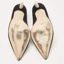 Pre Owned Sophia Webster Black Satin Coco Crystal Pumps Size 38.5
