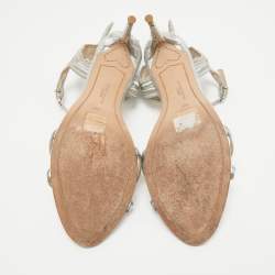 Pre Owned Sophia Webster Silver Faux Leather Butterfly Ankle Strap Sandals Size 40