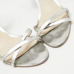 Pre Owned Sophia Webster Silver Faux Leather Butterfly Ankle Strap Sandals Size 40