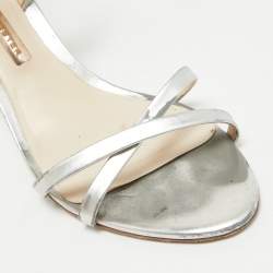 Pre Owned Sophia Webster Silver Faux Leather Butterfly Ankle Strap Sandals Size 40