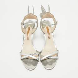 Pre Owned Sophia Webster Silver Faux Leather Butterfly Ankle Strap Sandals Size 40