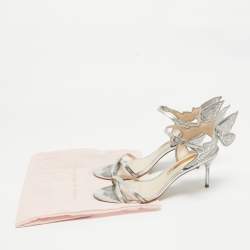 Pre Owned Sophia Webster Silver Faux Leather Butterfly Ankle Strap Sandals Size 40