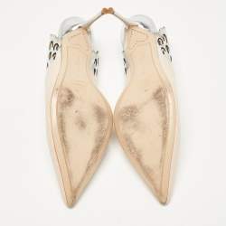 Sophia Webster Beige/Silver Leather Angelo Slingback Pumps 39