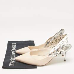 Sophia Webster Beige/Silver Leather Angelo Slingback Pumps 39