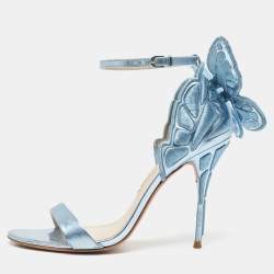Sophia Webster Metallic Blue Leather Chiara Ankle Strap Sandals Size 40
