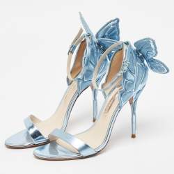 Sophia Webster Metallic Blue Leather Chiara Ankle Strap Sandals Size 40