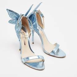 Sophia Webster Metallic Blue Leather Chiara Ankle Strap Sandals Size 40