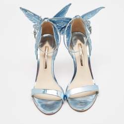 Sophia Webster Metallic Blue Leather Chiara Ankle Strap Sandals Size 40