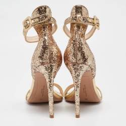 Sophia Webster Gold Glitter And Leather Nicole Ankle Strap Sandals Size 40