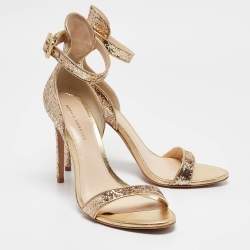 Sophia Webster Gold Glitter And Leather Nicole Ankle Strap Sandals Size 40