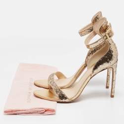 Sophia Webster Gold Glitter And Leather Nicole Ankle Strap Sandals Size 40