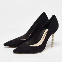 Pre Owned Sophia Webster Black Suede Coco Crystal Embellished Pumps Size 40