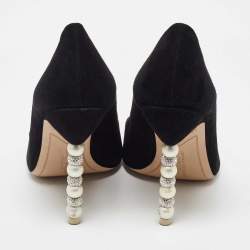Pre Owned Sophia Webster Black Suede Coco Crystal Embellished Pumps Size 40