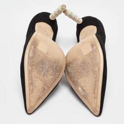 Pre Owned Sophia Webster Black Suede Coco Crystal Embellished Pumps Size 40