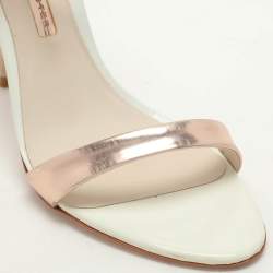 Pre Owned Sophia Webster White/Rose Gold Leather Evangeline Laser Cut Angel Wing Ankle Strap Sandals Size 41